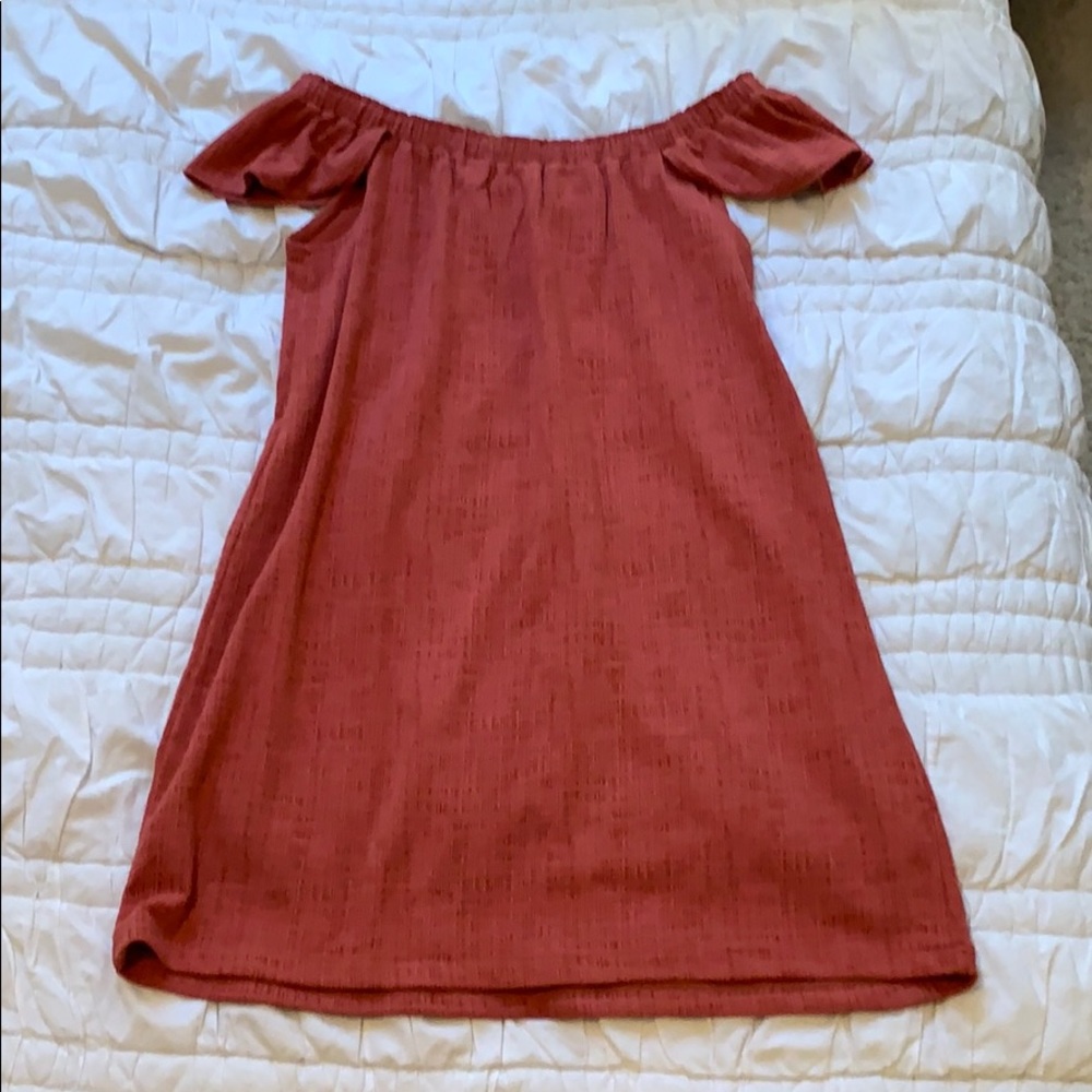 Madewell Burnt Orange Off the Shoulder Dress